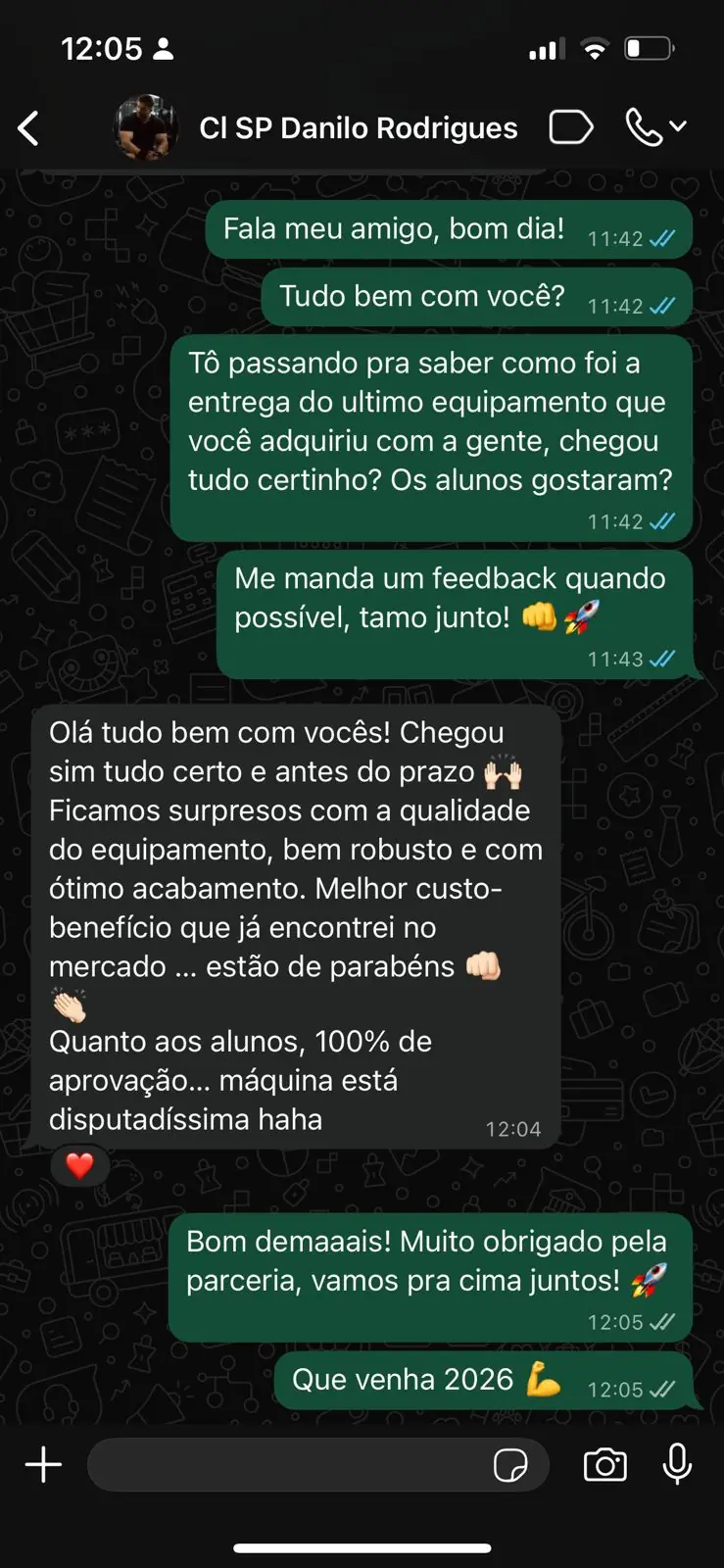 Mensagem de cliente Plus Fitness